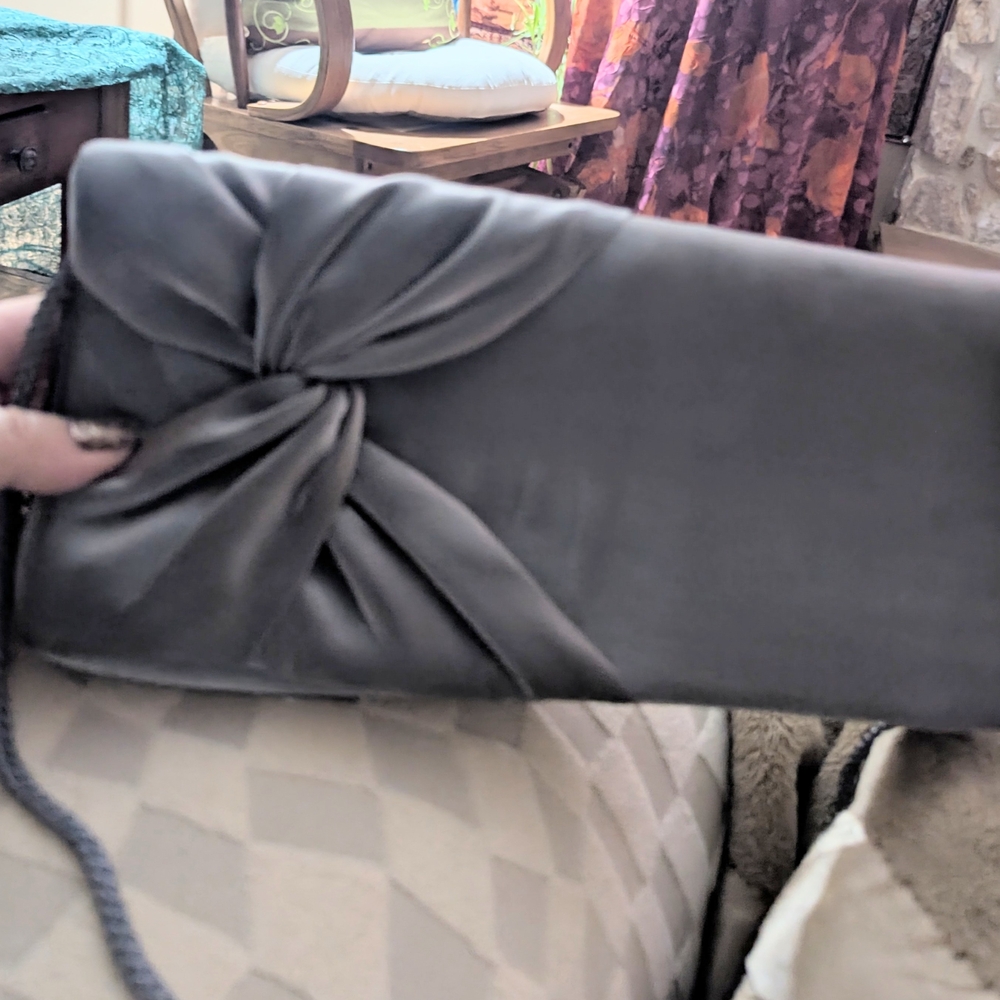 Chic Grey/Silver Satin Clutch